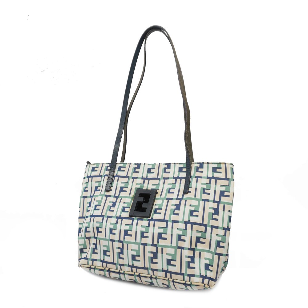 Auth Fendi Zucca Shoulder Bag Women's Nylon Shoulder Bag Green,Navy,White